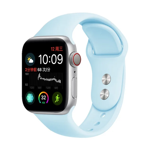 Sky blue Силиконовый ремешок для Apple Watch 38 мм 42 мм iwatch 5 ремешок 44 мм 40 мм спортивный браслет резиновый ремешок для iwatch 4 3 2 1 - Цвет ремешка: Sky blue