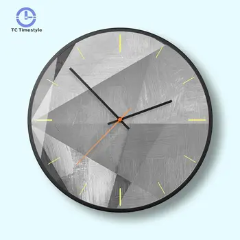 

Nordic Grey Abstract Wall Clock Geometric Minimalist Art Modern 12 Inch Living Room Office Decorative Designer Wall Clock WKP583
