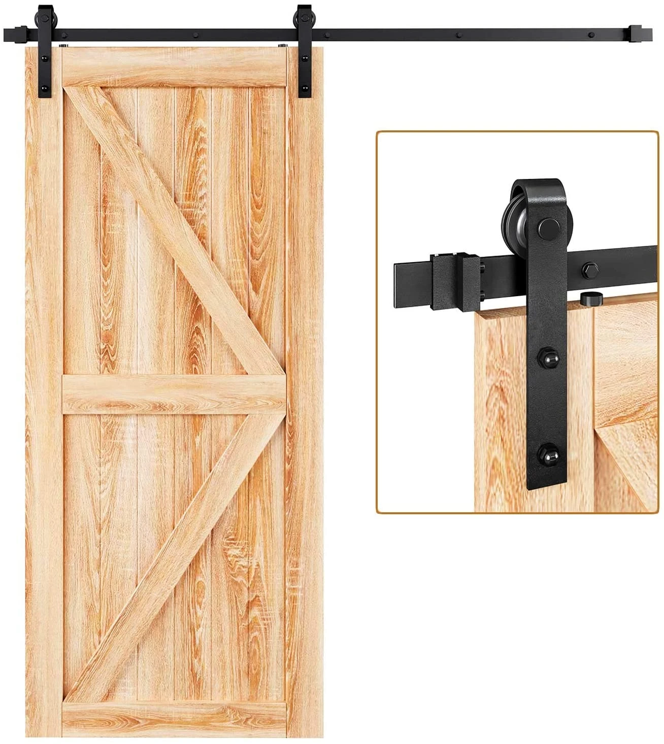 Haccer 4 9 6ft Hardware Per Porta Scorrevole Per Fienile Singolo Kit Di Ferramenta Per Porte In Legno Sistema Di Appendini Con Montaggio Superiore A J Nero Doors Aliexpress