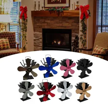 

Black Fireplace 5 Blade Heat Powered Stove Fan komin Log Wood Burner Eco Friendly Quiet Fan Home Efficient Heat Distribution
