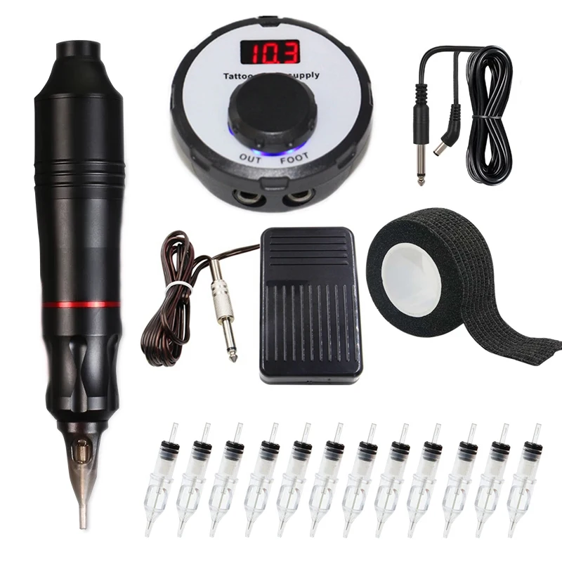

Tattoo Kits Cartridge Tattoo Machine Pen Kit Rotary Tattoo Pen Cartridge Tattoo Needles Power Supply for Tattoo Supplies Artist