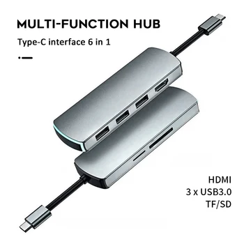 

USB Type C Hub Type-C To HDMI 4K Adapter 6-in-1 USB C Adapter USB-C 3.0 Typec SD/TF Card Reader For MacBook Pro Huawei Mate 30
