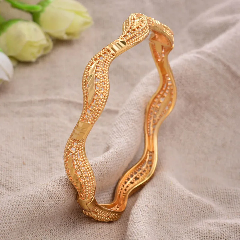 

24k 1Pcs/lot Gold Color Bresslate Bangles for women gold bracelets wedding party Bridal jewelry joias ouro Factory Price Vint