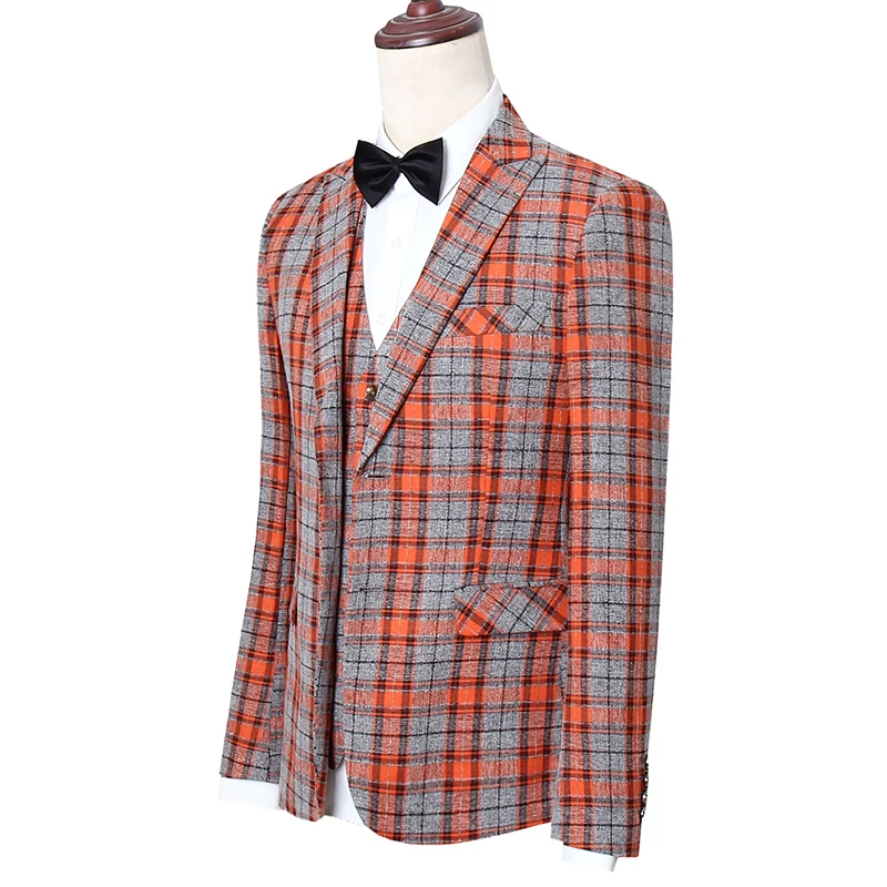 Autumn winter men Slim Fit Office Blazers+Pants+Vest sets mens 3 Pieces for Coat + Trousers +Waistcoat casual 3-piece suits sets