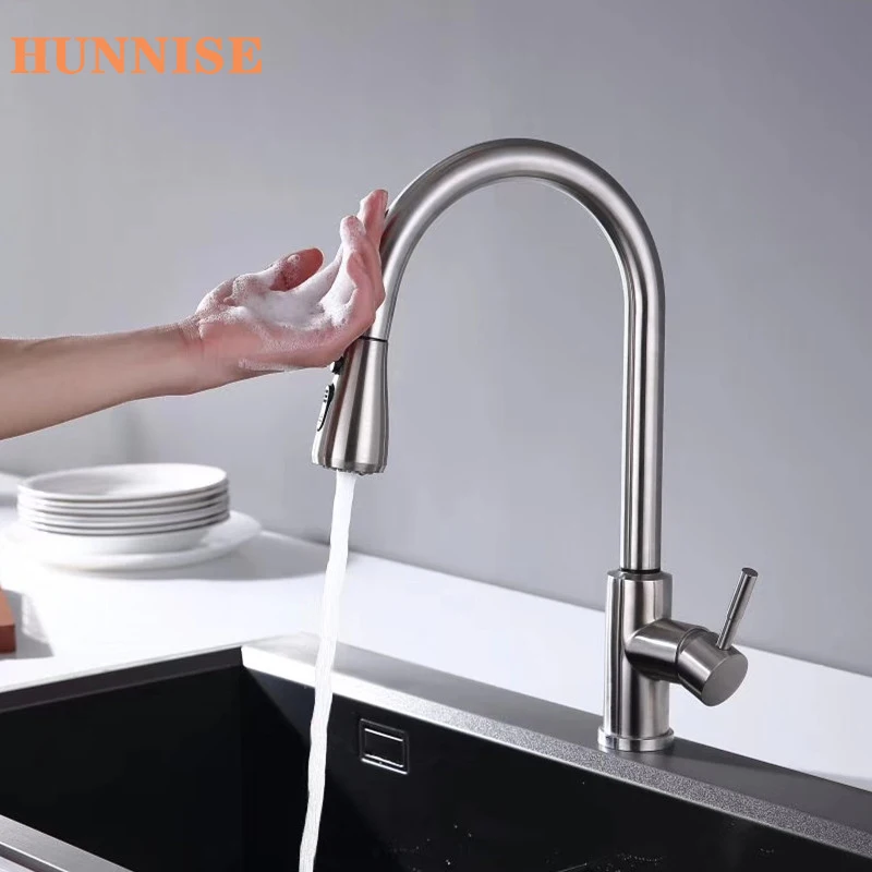 Touch Kitchen Faucets Brushed Nickel Pull Down Kitchen Sink Faucet
