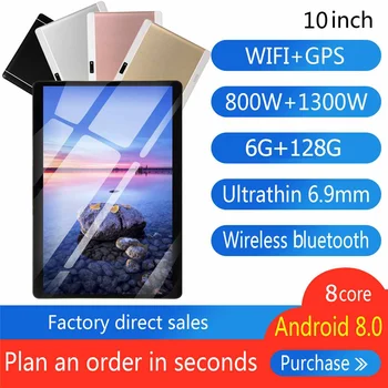 

10.1 inch HD Tablet PC 6+128GB 9000mAh GPS WIFi bluetooth 4.0 Pad android 8.0 tab Dual Cameras/SIMs Octa Cores 3G Call Tab