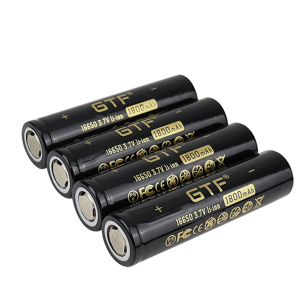 1800mAh 3.7V 16650 Lithium ion Rechargeable Battery for led flashlight digital device