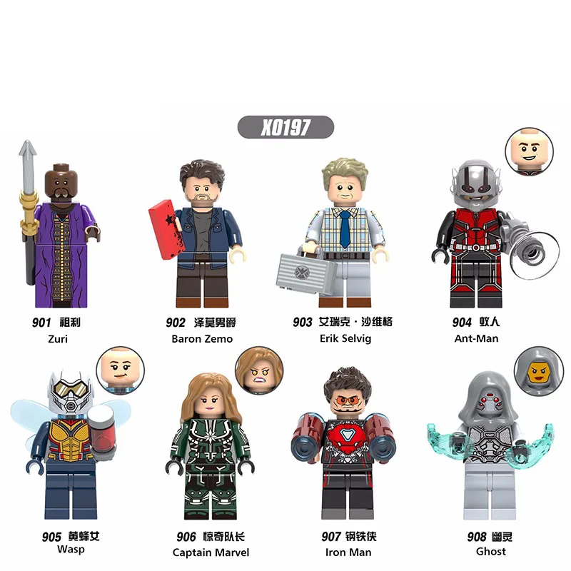 

X0197 Super Heroes Building Blocks Marvel Antman Wasp Iron Man Baron Zemo Erik Selvig Ghost Figures Action Toys For Children DIY