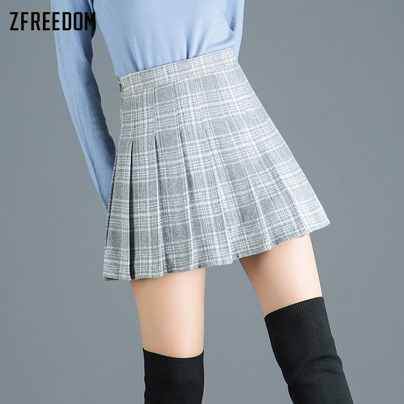 ZFREEDOM/Модная Осенняя коллекция года; модная шерстяная стеганая плиссированная мини-юбка в клетку с нескользящей подкладкой для девочек; Красивая