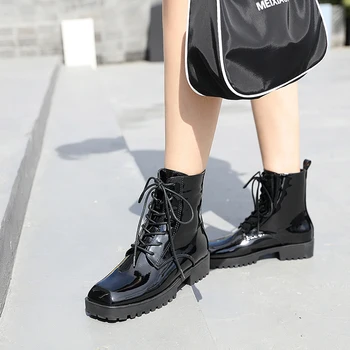 preço Botas Da Motocicleta Das Senhoras Do Vintage Botas De Combate Outono Do Exército Punk Goth Botas Femininas Biker Couro Do Plutônio Botas Curtas Ymb294