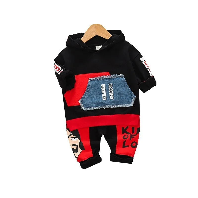

Autumn Children Casual Clothes suits Baby Boys Girl Pocket Hooded T shirt Cartoon Pants 2Pcs/sets Toddler Infant Cotton Clothing