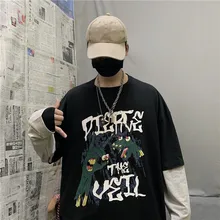 fall Vogue personality long sleeve t shirt men Dinosaur print Patchwork Long sleeve Loose hip hop Vogue men clothes 2019 Vintage fall Vogue personality long sleeve t shirt men Dinosaur print Patchwork Long sleeve Loose hip hop Vogue men clothes 2019 Vintage