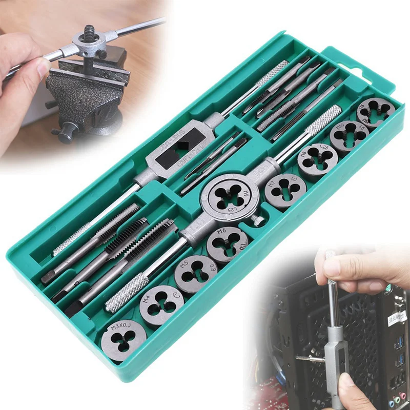 Tap And Die набор M3~ M12 винтовые резьбовые метрические пробки краны& Tap гаечный ключ с плашками, ручные винтовые краны ручная проборка нитей из легированной стали