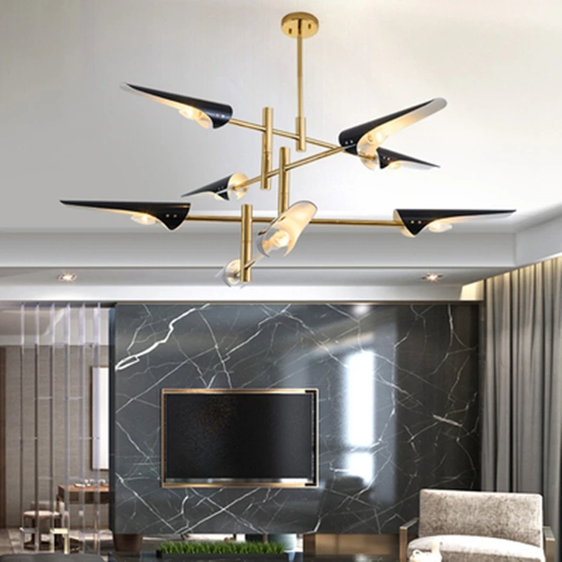 

Nordic Creative Living Room LED Lighting Creative Dining Room Bedroom Study Chandelier Modern Golden Lamp Free Shipping