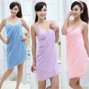 

NEW Lady Bath Towel Wearable Fast Drying Beach Women Spa Bathrobe Skirt Fashion
