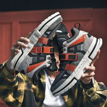 

Fashion Orange Sneaker Men Shoes Winter High Male Chunky Sneakers Buckle Men Trainer Shoes Size 45 Zapatillas Hombre Deportiva