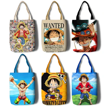 

Cartoon One Piece Canvas Girls Shopping Lunch Bags Tote Casual Shoulder Crossbody Bag