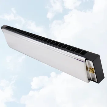 

1Pc 24-Hole Polyphonic C-tone Harmonica Mouth Organ Musical Instrument for Children Adults Silver