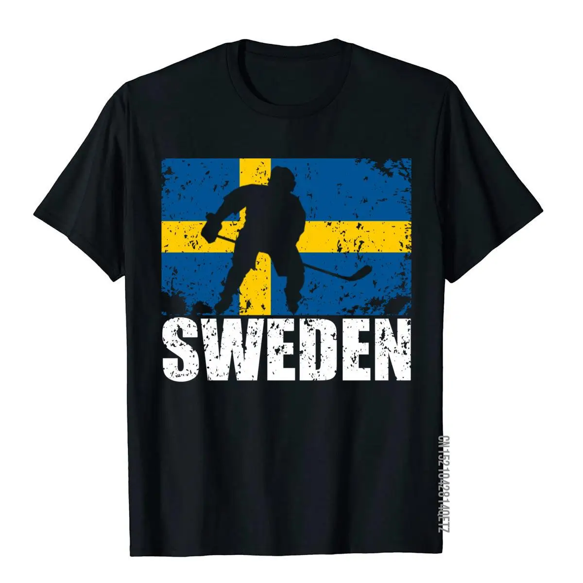 Distressed Sweden Hockey Hoodie Swedish Flag Player Fan Tee__B7212black
