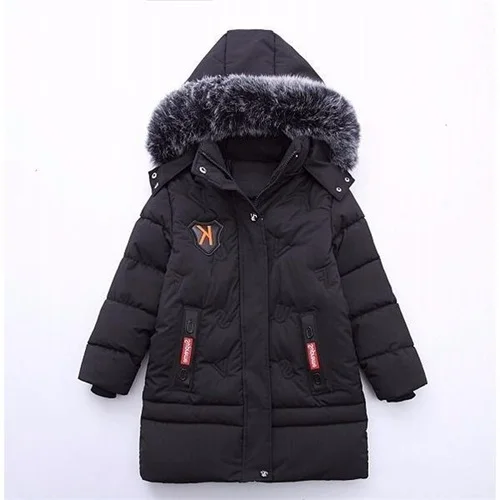 Куртка для мальчиков г., осенне-зимнее пальто детская теплая плотная верхняя одежда для детей Одежда для маленьких мальчиков подростковая одежда, парки, Комбинезоны - Цвет: Black