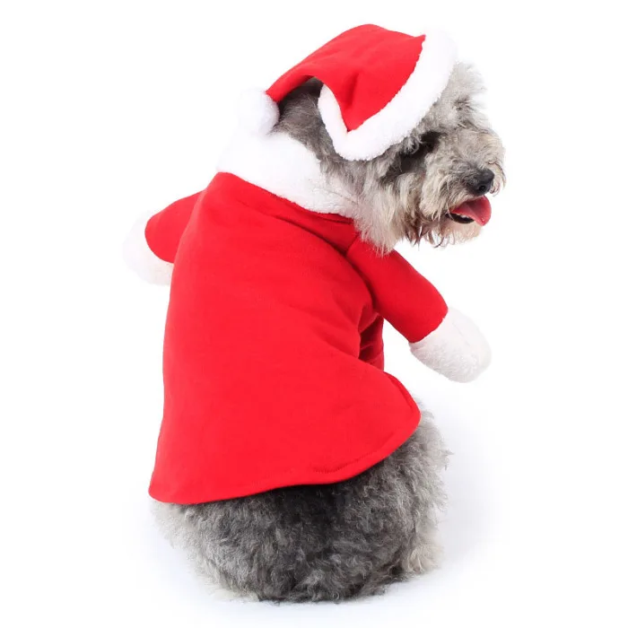 Рождественский костюм для домашних животных, костюм для собак с капюшоном, пальто Санта-Клауса, толстовки для маленьких собак, кошек, забавный щенок, одежда для рождественской вечеринки, SEP99