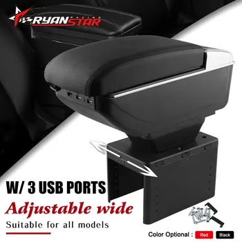 

Car Armrest Box USB Charging Central Store Heighten Content Cup Holder Accessories Universal