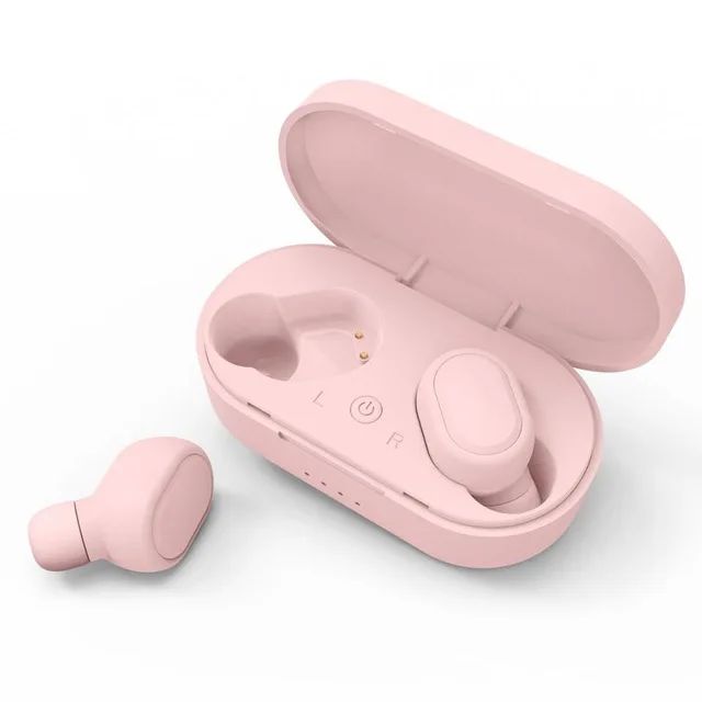 TWS Bluetooth наушники 5,0 настоящие Беспроводные наушники с микрофоном Handsfree AI управление для xiaomi Redmi наушники для iphone стерео гарнитура - Цвет: Розовый