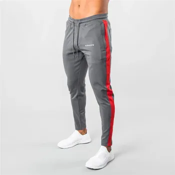 

ALPHALETE Brand Autumn Bodybuilding Casual Pencil Pants Men Muscle Gyms Slim Fit Men Sweatpants Elastic Sporting Patchwork Pants