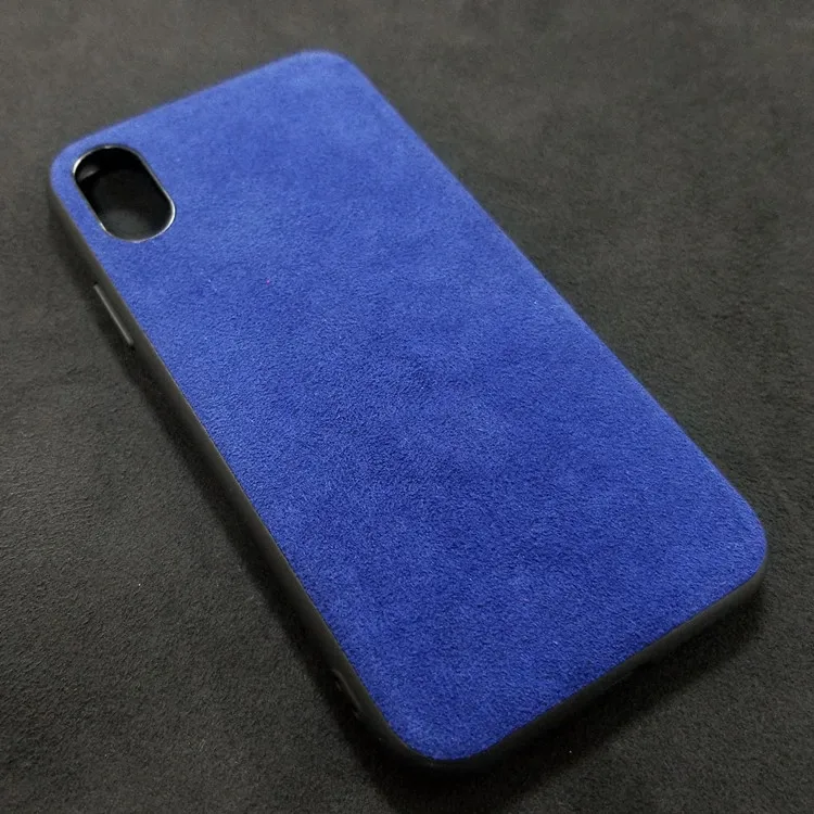 Роскошный чехол для IPhone 6, 6s, 7, 8 Plus, X, XS MAX, итальянская ткань, замшевый кожаный чехол, пуховая задняя крышка для телефона, корпус для 11 Pro MAX - Цвет: Синий