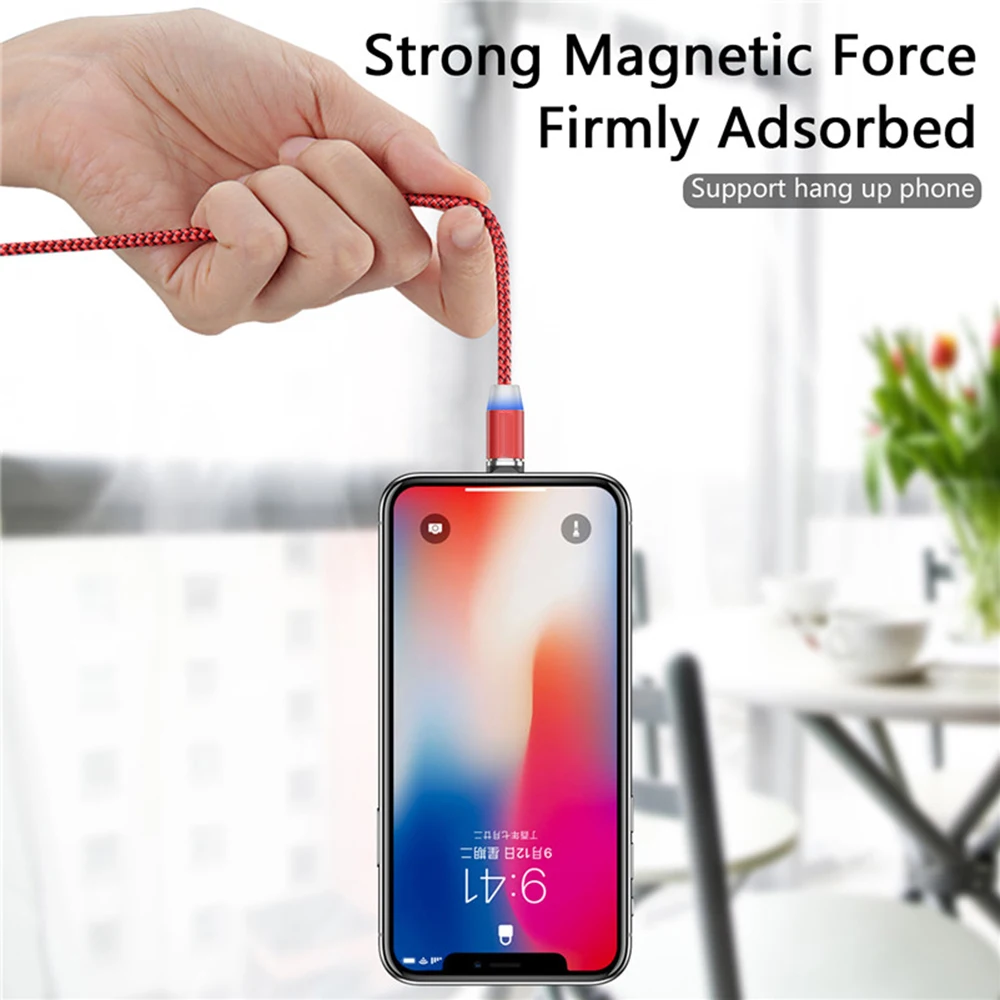 BaySerry Magnetic Cable USB Type C Cable For iPhone 11 Pro Max XR Samsung S9 Xiaomi LED Magnetic Fast Charging Micro USB C Cable