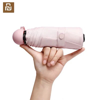 In stocks Youpin capsule mini sun umbrella sunscreen ultra light anti-UV small pocket five fold folding rain | Электроника