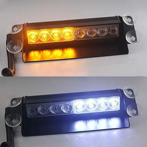 12V 8 LED Fire Car Deck Truck Dash Strobe Flashing Warning Light Security Lamp