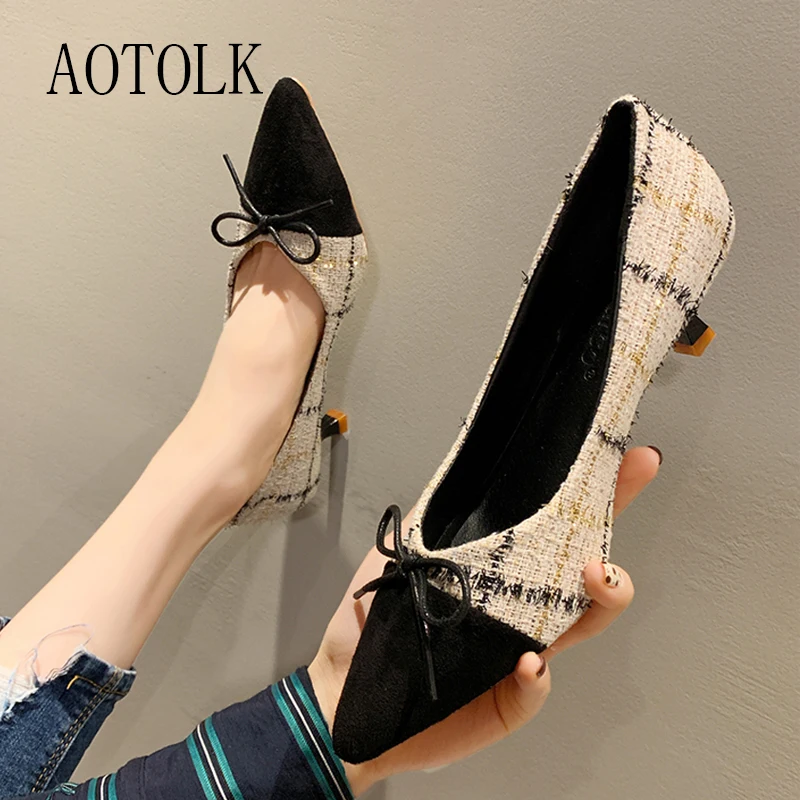 

High Heels Women Brand Fmeale Shoes Thin Heel Women Shoes Classic Female Pumps Slip On Pointed Toe Casual Shoes 2020 New Arrival