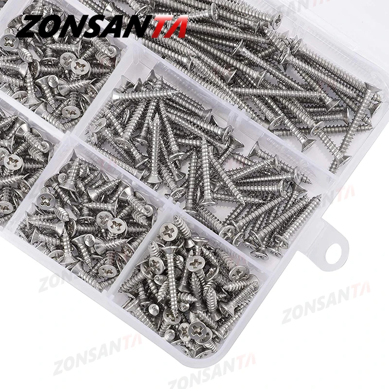 unha 500 pcs cabeca plana rosqueada parafusos de fibra escareado 02