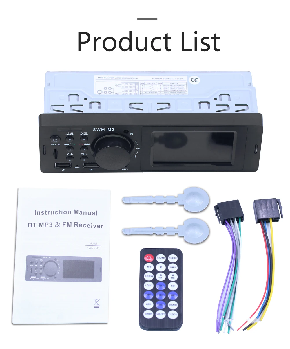 SWM M2 автомобильный стерео MP3 музыкальный плеер FM Музыкальный радио Bluetooth 4,0 TF AUX двойной usb зарядка для iOS/Android головное устройство