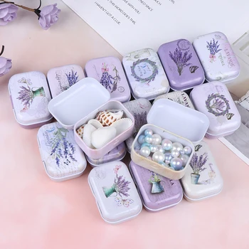 

Lavender Mini Tin Box Sealed Jar Packing Boxes Jewelry, Candy Box Small Storage Boxes Cans Coin Earrings, Headphones Gift Box