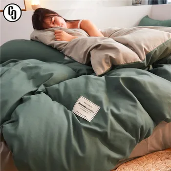

GXC Double Color Japanese Style Home Textiles Bedding Set Adult Simple Bedspread Duvet Cover Flat Sheet Fitted Sheet