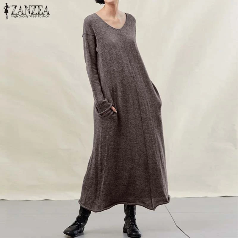 long sleeve solid maxi dress