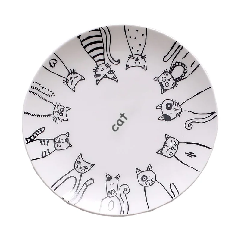 Cute Cat Ceramic Plate Western Dinner Dessert Appetizer Salad Dish Steak Service Plates Home Party Main Dishes Tableware Hogard