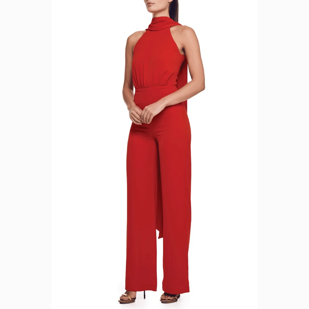HQBORY Red Halter Full Length Elastic 