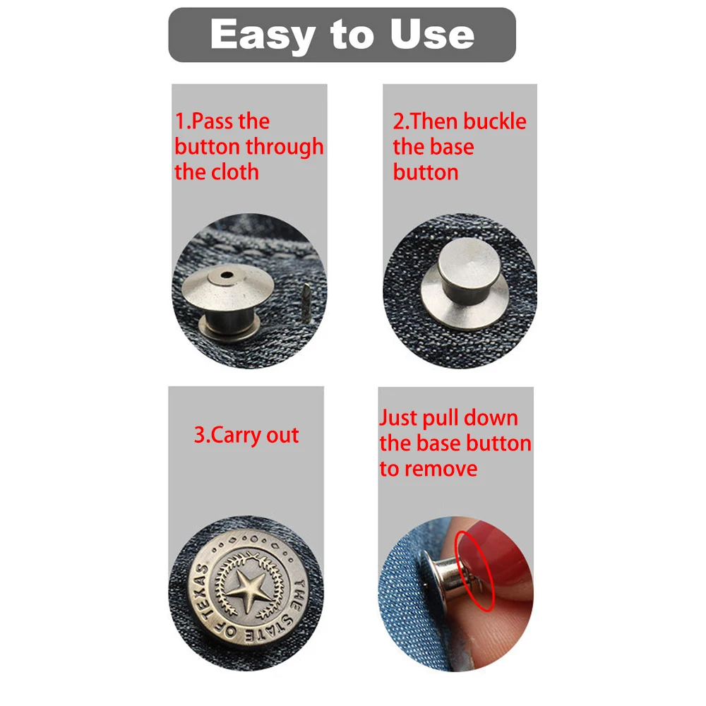 Snap Fastener Metal Pants Buttons for Clothing Jeans Perfect Fit Adjust  Button self Increase Reduce Waist 17mm Free Nail Sewing - Price history &  Review, AliExpress Seller - JOD Official Store