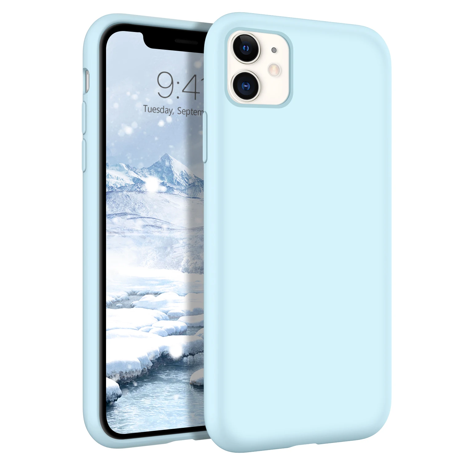 Bentoben Soft Liquid Silicone Sky Blue Phone Case For Iphone 11 6 1 Inch Solid Color Cover Shell Support Wireless Charging Phone Case Covers Aliexpress