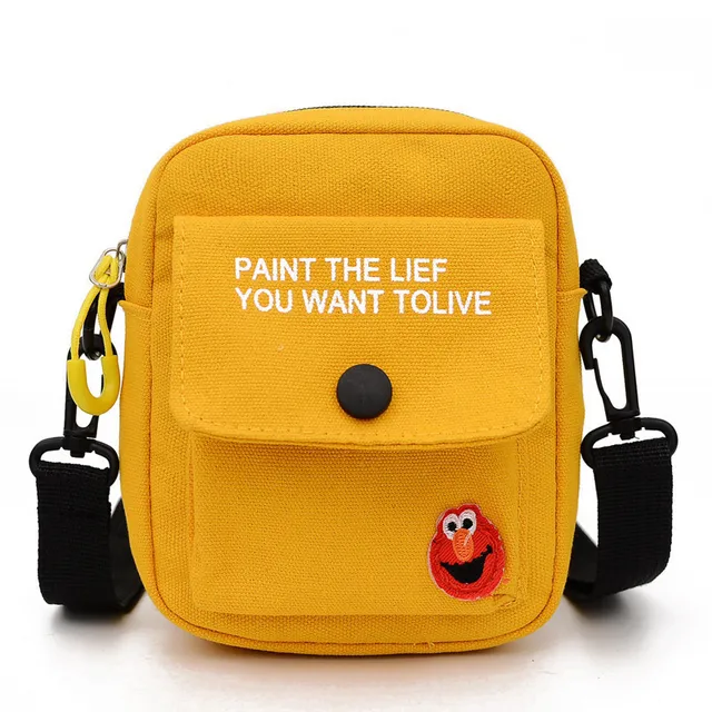 Mini Canvas Bag Women's All-match Shoulder Bag Portable Messenger Coin Purse Cartoon Student Storage Bag Simple Casual A Yellow