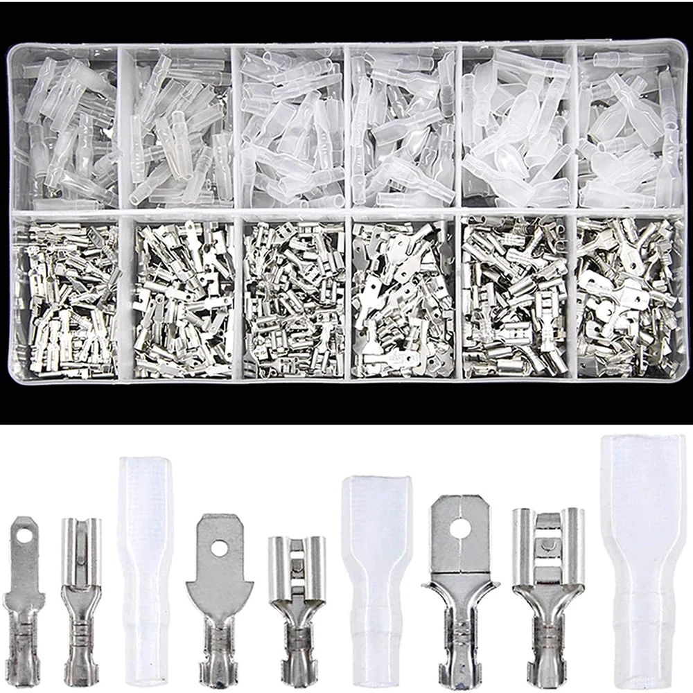 450pcs Insulation Box Male Bus Connector 2.8/4.8/6.3mm Electrical Crimp Terminal Spade Connector Kit 6