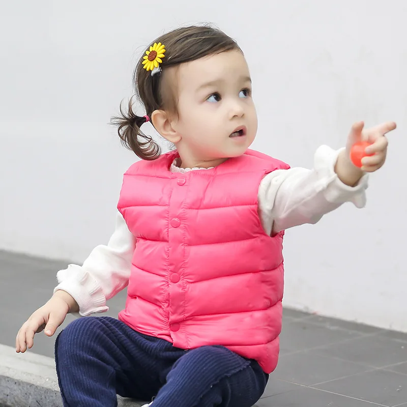 Winter Children Warm Vest For Boys Girls Solid Color Down Cotton Soft Waistcoat Kids Sleeveless Jacket Outwear Toddler Clothing