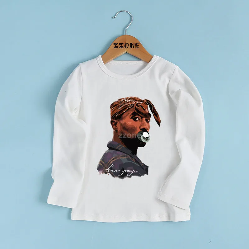 

Children Tupac 2pac Hip Hop Swag Printed T-shirt Kids Baby Fashion Casual Clothes Girls/Boys Long Sleeve White T-shirt,LKP287