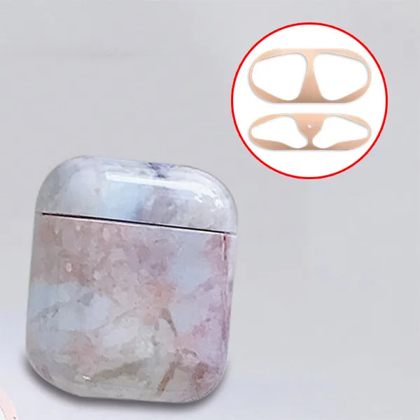 7 Marble Case+Dust Guard Skin For Airpods 1 2 Hard Protective Wireless Earphone Charging Case Bag Accessories For Apple Air Pods - Цвет: 7