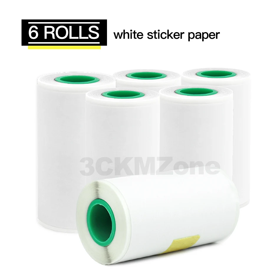6White-Sticker-Paper 3 рулона в одной коробке белая наклейка этикетка термальная бумага для фото Poker Peripage A6 A8 или бумага ang принтер P1 P2 57 58*30 мм - Цвет: 6White-Sticker-Paper