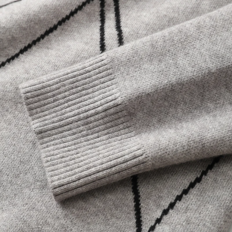 Y&CHIC осень и зима мужской толстый длинный рукав Геометрические линии Дизайн Круглый вырез пуловер свитер легко подходит