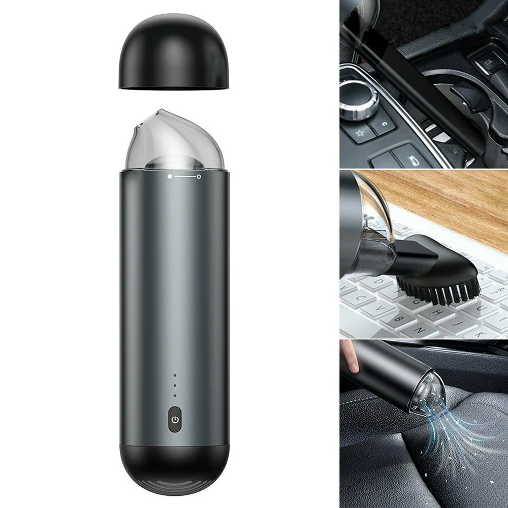 US $35.99 Portable Handheld Wireless Car Vacuum Cleaner Cyclone Booster TypeC Fast Charging Black Silver For Office Keyboard Sofa Car